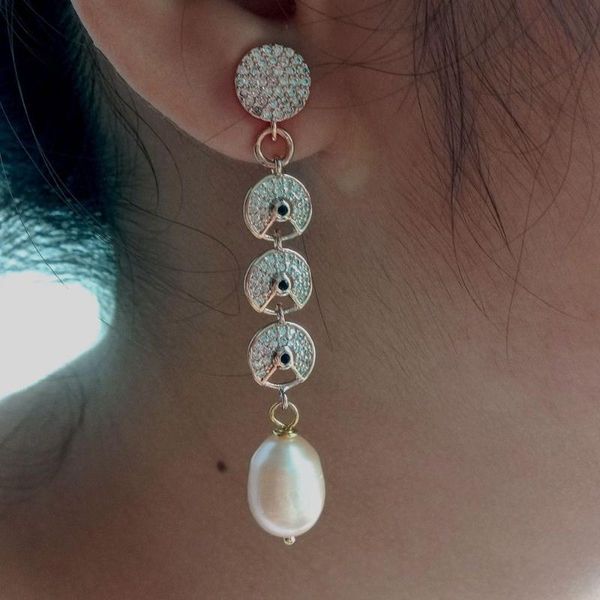 women's white rice pearl rose golden plated cz pave earrings
women's white rice pearl rose golden plated cz pave earrings
