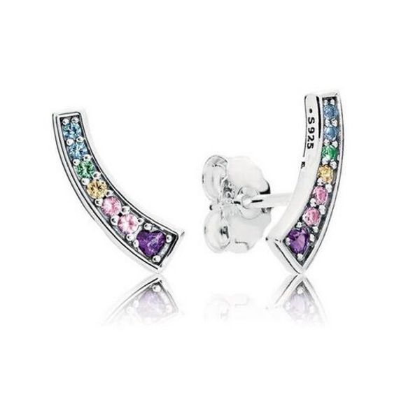 original 925 sterling silver multi-color arches pan stud earrings clear cz for women wedding gift fine europe jewelry, Golden;silver
original 925 sterling silver multi-color arches pan stud earrings clear cz for women wedding gift fine europe jewelry, Golden;silver