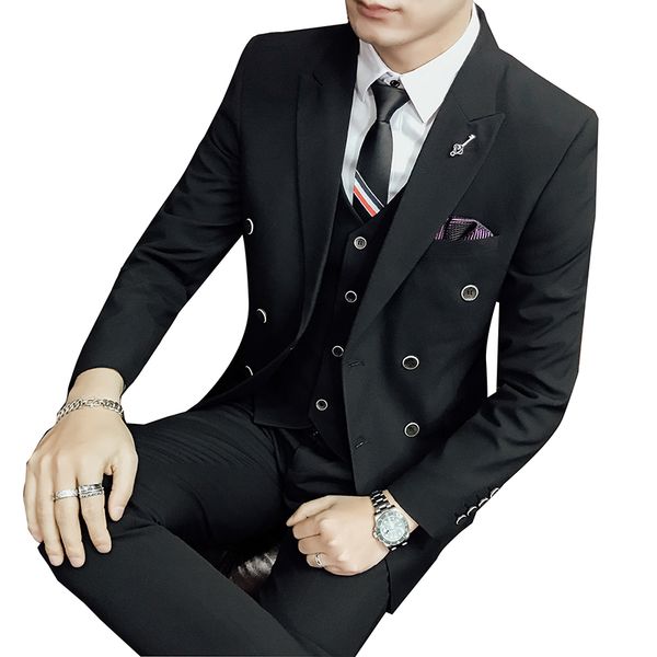 3 pieces) new casual embroidery suit male slim korean version of the trend handsome british personality male hair stylist suit, White;black
3 pieces) new casual embroidery suit male slim korean version of the trend handsome british personality male hair stylist suit, White;black