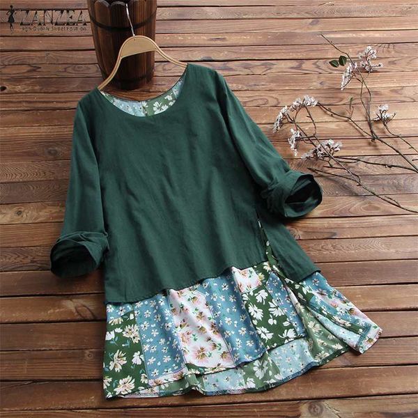 women's blouses & shirts plus size printed stiching zanzea 2021 kaftan blouse casual long sleeve blusas female floral tunic 5xl, White
women's blouses & shirts plus size printed stiching zanzea 2021 kaftan blouse casual long sleeve blusas female floral tunic 5xl, White