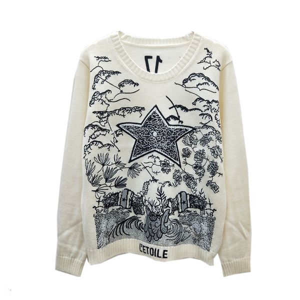 new spring of 2020 the new round collar pentagram 17 letters embroidery landscape wool sweater knitting joker, Black;white
new spring of 2020 the new round collar pentagram 17 letters embroidery landscape wool sweater knitting joker, Black;white