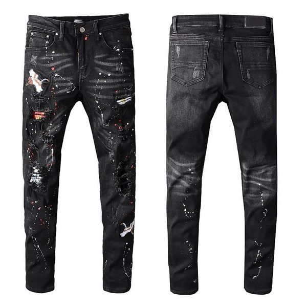 amiri mens jeans rock revival hole denim trousers embroidery painted straight pants fashion trend motorcycle pants casual wild hip hop pants, Blue
amiri mens jeans rock revival hole denim trousers embroidery painted straight pants fashion trend motorcycle pants casual wild hip hop pants, Blue