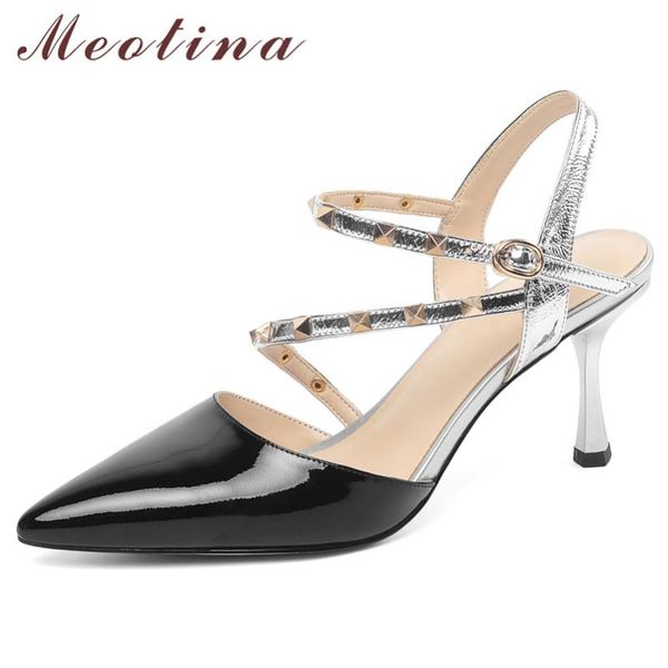 meotina high heels women pumps natural genuine leather rivets kitten high heels shoes cow leather buckle pointed toe shoes lady, Black
meotina high heels women pumps natural genuine leather rivets kitten high heels shoes cow leather buckle pointed toe shoes lady, Black