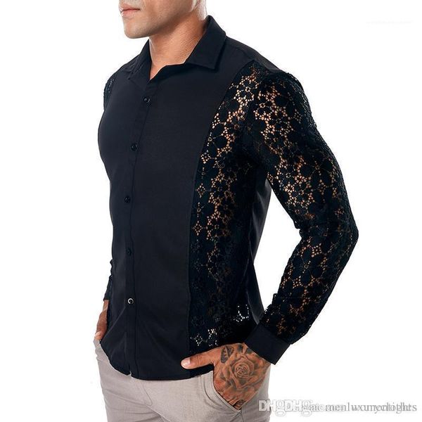 male spring autumn long sleeved shirt lace fashion mens casual shirts designer, White;black
male spring autumn long sleeved shirt lace fashion mens casual shirts designer, White;black