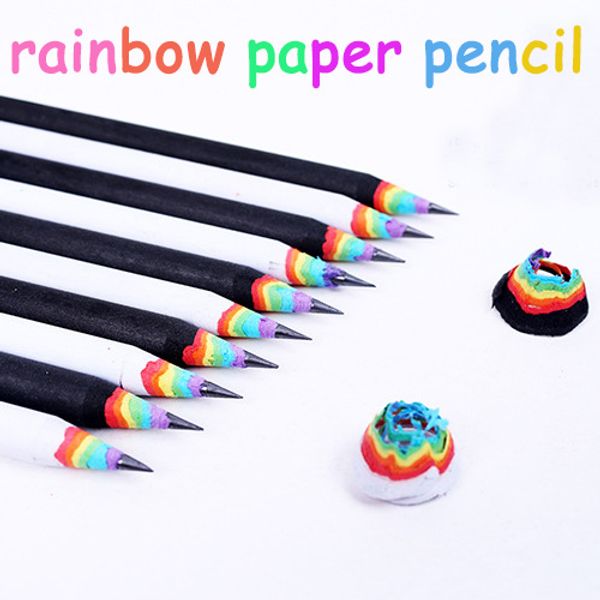 Kawaii Pencil Lot Rainbow Pencil For Kids Environmental Paper School Pencils Writing Graphite Pencil Colored Wholesale