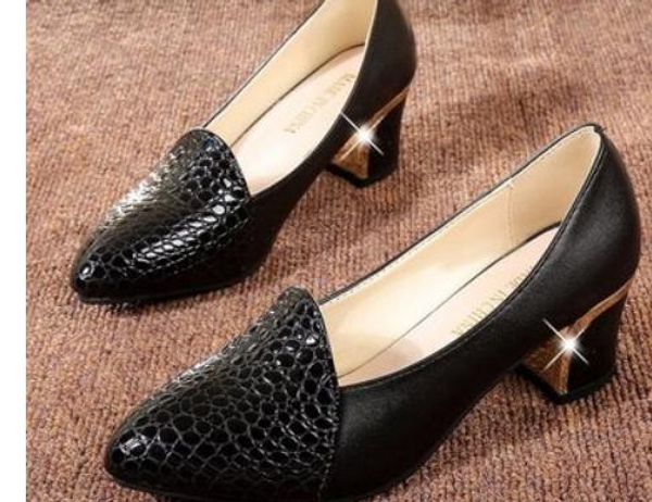 2019 women's shoes in spring and autumn with new style middle heel coarse heel pointed end @2101, Black
2019 women's shoes in spring and autumn with new style middle heel coarse heel pointed end @2101, Black