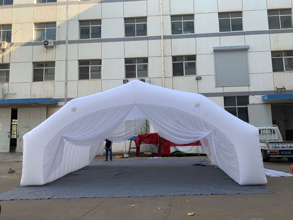 Image of 8m Wideth Outdoor Inflatable Advertising Tent Frame White Tent Tunnel with Curtain for Advetisement and Exposition
