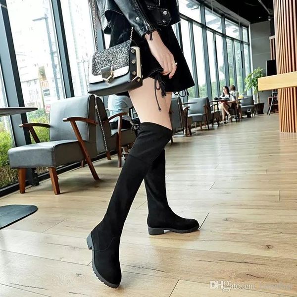 high knee boots with thick boots 2019 autumn and winter elastic female flat bottom tall thin boots, Black
high knee boots with thick boots 2019 autumn and winter elastic female flat bottom tall thin boots, Black