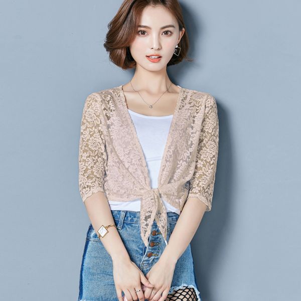 2019 spring and summer women's jacket short lace small shawl cardigan sun protection clothing bow jacket lq530, Black;brown
2019 spring and summer women's jacket short lace small shawl cardigan sun protection clothing bow jacket lq530, Black;brown