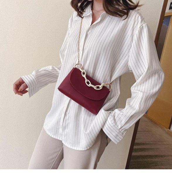 2020 new women's shoulder bag korean fashion girl messenger bag chain women's hit pu small square