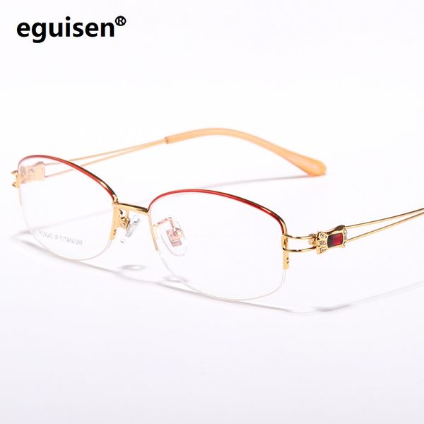 

width-138 the new high-end business very light women eyeglasses frame goddess fashion titanium female half frame myopia glasses, Black