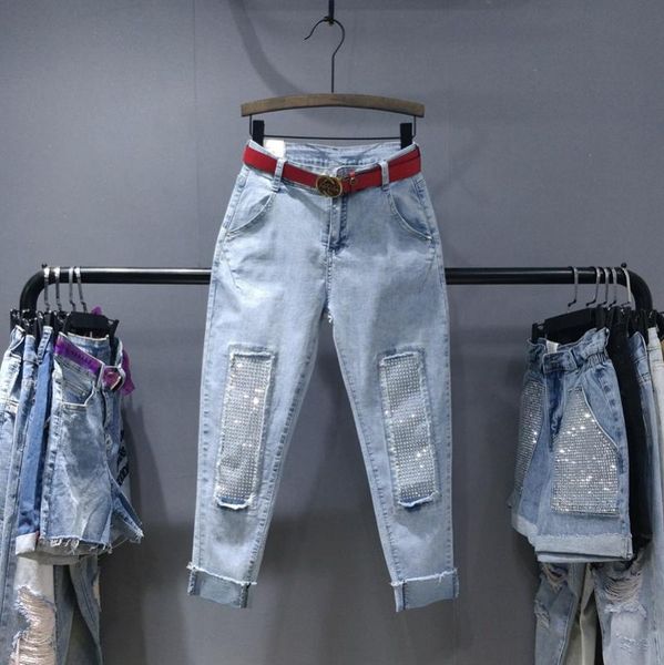 women's jeans high-waist ripped for women 2021 spring drilling diamond trousers female loose-fit harem pants blue jean
women's jeans high-waist ripped for women 2021 spring drilling diamond trousers female loose-fit harem pants blue jean