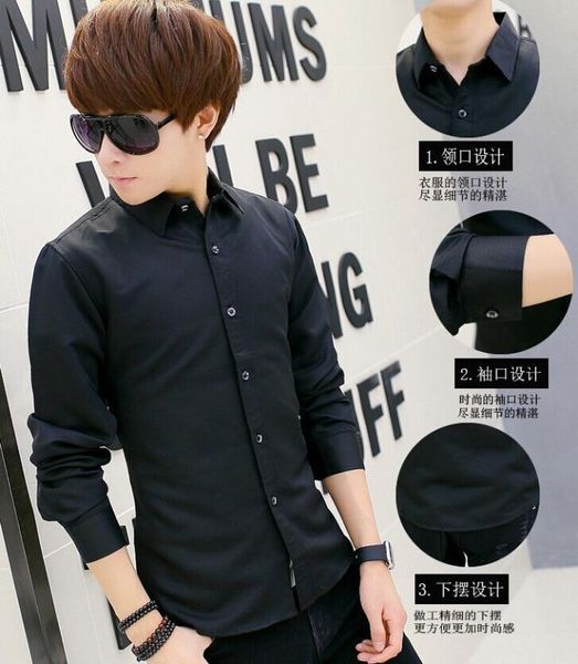 men's summer 2020 men's thin long sleeve shirt korean slim pure white long shirt teenagers boys youth trendy clothes, White;black
men's summer 2020 men's thin long sleeve shirt korean slim pure white long shirt teenagers boys youth trendy clothes, White;black