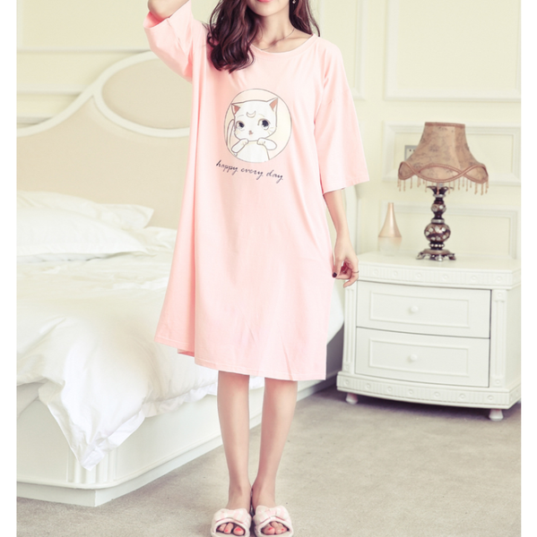 2020 sleeping skirt women's summer short sleeve loose medium long sweet cartoon lovely pink honey cat skirt women's summer, Black;red
2020 sleeping skirt women's summer short sleeve loose medium long sweet cartoon lovely pink honey cat skirt women's summer, Black;red