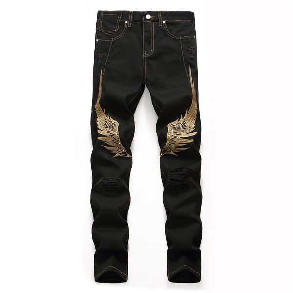 feitong men jeans new fashion casual denim straight jeans embroidery hole solid pencil long pants, Blue
feitong men jeans new fashion casual denim straight jeans embroidery hole solid pencil long pants, Blue