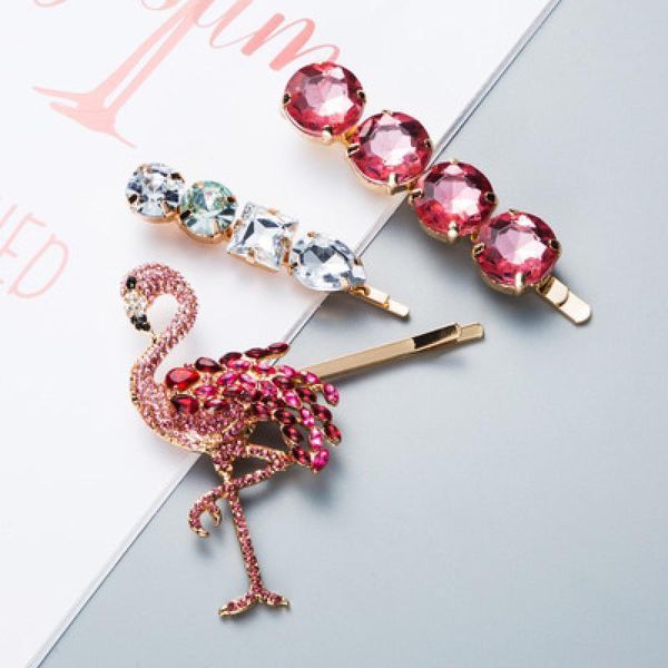 red crystal metal fork female hair forceps imitation diamond girl hair accessories wedding jewelry hair jewelry, Golden;white
