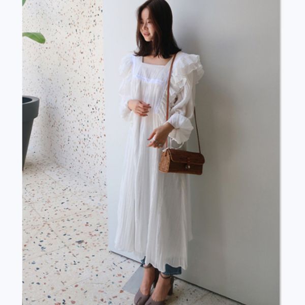 casual dresses spring 2021 korean dress shirt puff sleeve long loose lace ruffles square collar vintage womens girl female e034, Black;gray
casual dresses spring 2021 korean dress shirt puff sleeve long loose lace ruffles square collar vintage womens girl female e034, Black;gray