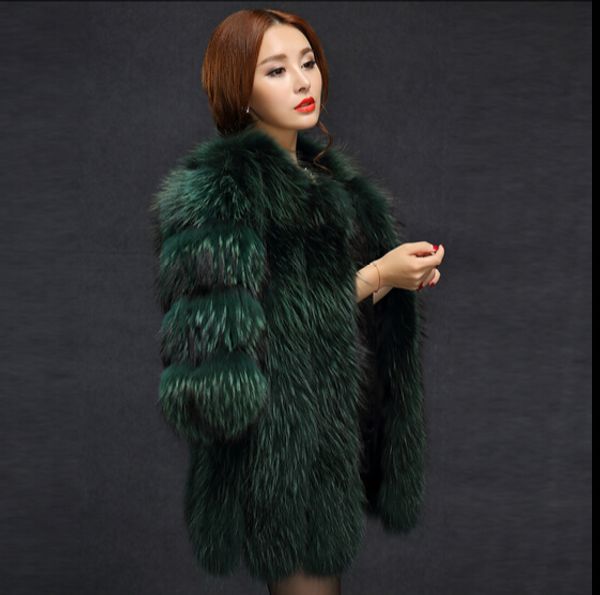 2017 new european and american big raccoon fur coat fur coat jacket and long style overcoat half sleeve, Black
2017 new european and american big raccoon fur coat fur coat jacket and long style overcoat half sleeve, Black