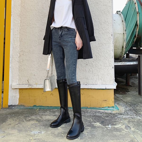 new womens knee high boots pu leather med heel shoes knight zip back black shoes k54
new womens knee high boots pu leather med heel shoes knight zip back black shoes k54