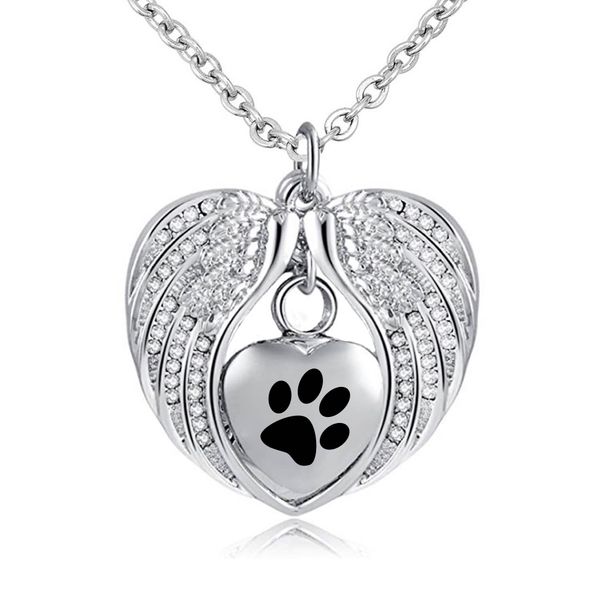cremation jewelry with angel wing urn necklace for ashes birthstone pet pendant holder heart memorial keepsake -black paw print, Silver
cremation jewelry with angel wing urn necklace for ashes birthstone pet pendant holder heart memorial keepsake -black paw print, Silver