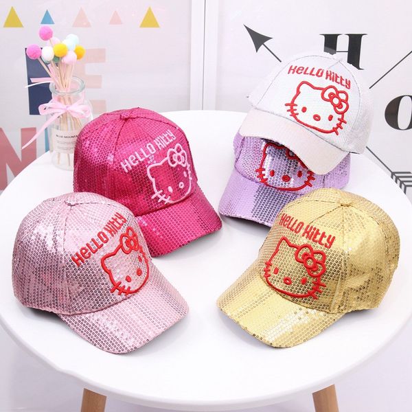 new children's hat korean girl fashion sequins kt cat baseball cap baby outdoor shade cap, White
new children's hat korean girl fashion sequins kt cat baseball cap baby outdoor shade cap, White