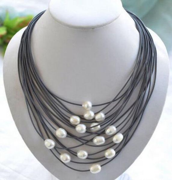fashion genuine leather natural freshwater cultured pearl pendant necklace, Silver
fashion genuine leather natural freshwater cultured pearl pendant necklace, Silver