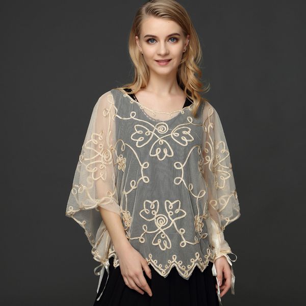 summer casual loose oversized thin mesh embroidery floral batwing cloak cape see-through lace poncho jacket feminino, Black
summer casual loose oversized thin mesh embroidery floral batwing cloak cape see-through lace poncho jacket feminino, Black