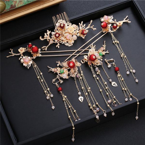 2019 new chinese style coronet hair sticks bride wedding headdress golden step shake luxury vintage bridal hair accessories, Golden;white
2019 new chinese style coronet hair sticks bride wedding headdress golden step shake luxury vintage bridal hair accessories, Golden;white