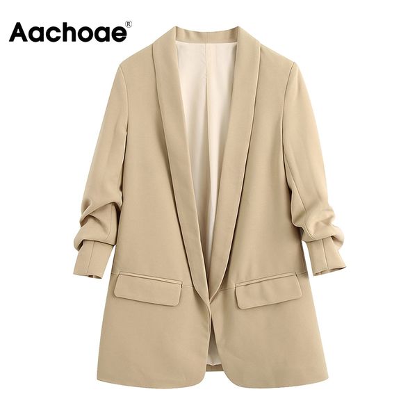 aachoae casual solid blazer women outerwear shawl collar pockets office coat lady three quarter sleeve elegant blazer feminino, White;black
aachoae casual solid blazer women outerwear shawl collar pockets office coat lady three quarter sleeve elegant blazer feminino, White;black
