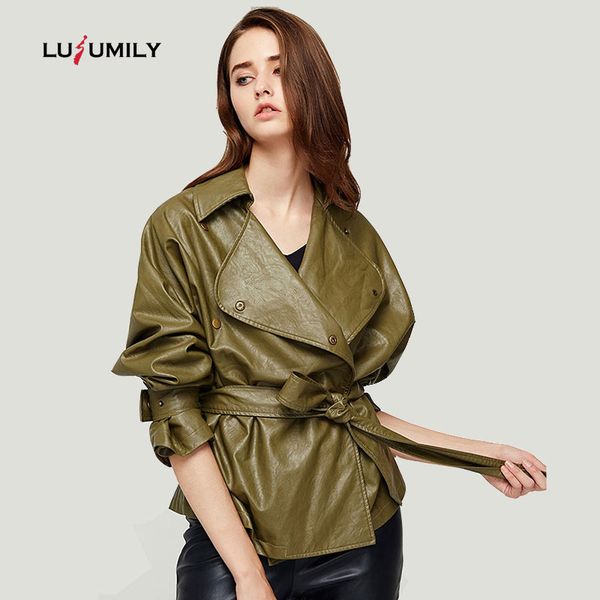lusumily 2019 fashion new design spring loose washed pu leather jacket women sashes bright colors coats ladies basic jackets, Black
lusumily 2019 fashion new design spring loose washed pu leather jacket women sashes bright colors coats ladies basic jackets, Black