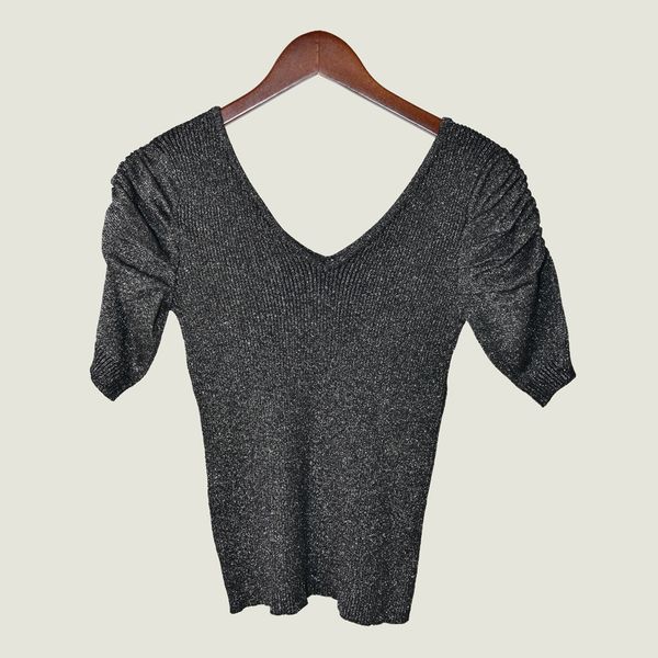 2019 summer fall pure color short sleeves v neck puff sleeve knitted t-shirts women fashion glitter t-shirt jl041626m621040, White
2019 summer fall pure color short sleeves v neck puff sleeve knitted t-shirts women fashion glitter t-shirt jl041626m621040, White