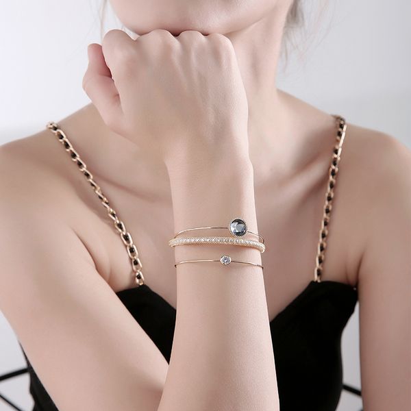 fashion-e and versatile three piece open bangle, women's adjustable simple jewelry, Black
fashion-e and versatile three piece open bangle, women's adjustable simple jewelry, Black