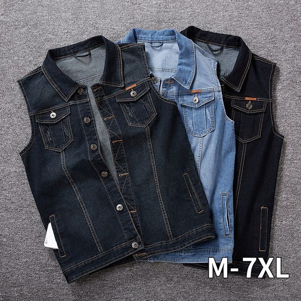 2020 men denim vests men's sleeveless cowboy jackets male vintage retro casual vest chubby man waistcoat plus size 8xl 7xl 6xl, Black;white 
2020 men denim vests men's sleeveless cowboy jackets male vintage retro casual vest chubby man waistcoat plus size 8xl 7xl 6xl, Black;white