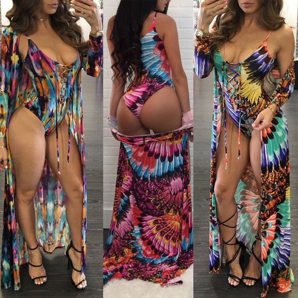 bandage tie-dyed printed sling one-piece swimsuit + long-sleeved beach blouse two-piece women's swimwear two piece suits, White;black
bandage tie-dyed printed sling one-piece swimsuit + long-sleeved beach blouse two-piece women's swimwear two piece suits, White;black