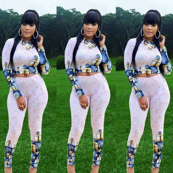 womens designer l8011 printed casual two-piece set, White 
womens designer l8011 printed casual two-piece set, White