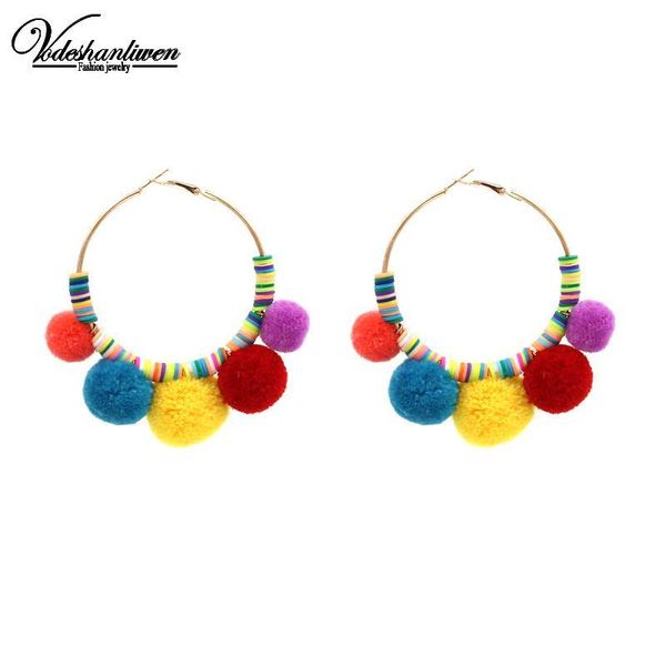 vodeshanliwen new ethnic hoop earrings fashion bohemia pom pom ball statement earrings for women wedding jewelry wholesale, Golden;silver
vodeshanliwen new ethnic hoop earrings fashion bohemia pom pom ball statement earrings for women wedding jewelry wholesale, Golden;silver