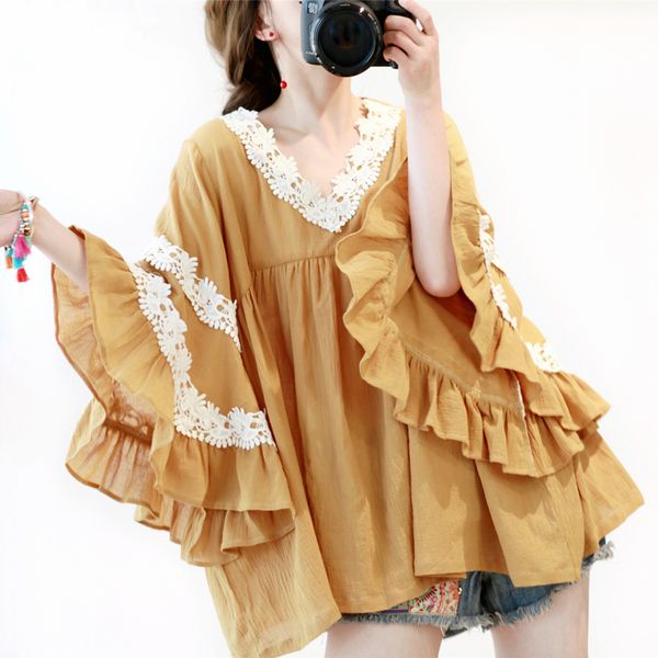 plus size vadim zanzea women's shirt 2019 original mori v-neck court trumpet sleeve lace cotton country wind women, White
plus size vadim zanzea women's shirt 2019 original mori v-neck court trumpet sleeve lace cotton country wind women, White