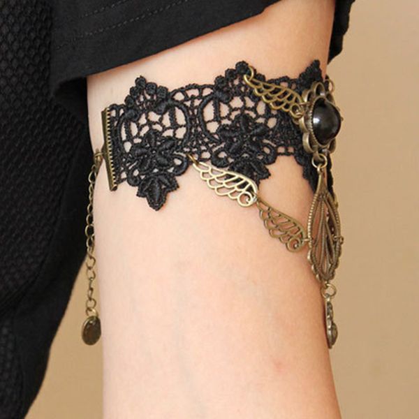 retro victorian black lace armlet armband upper arm chain party costume, Silver
retro victorian black lace armlet armband upper arm chain party costume, Silver
