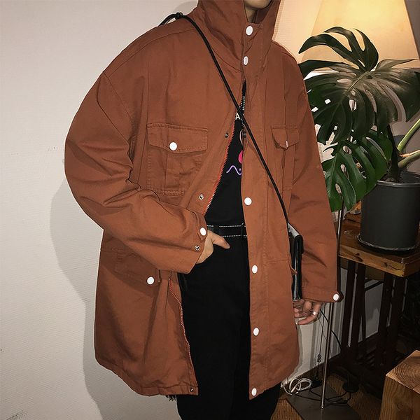 2019 spring and summer new korean version of the tide simple couple campus wind loose casual print dark buckle hooded jacket, Black;brown
2019 spring and summer new korean version of the tide simple couple campus wind loose casual print dark buckle hooded jacket, Black;brown
