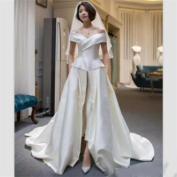 elegant champagne satin jumpsuits evening dresses off shoulder sweep train prom dress front split party formal gown robe de soiree, Black;red
elegant champagne satin jumpsuits evening dresses off shoulder sweep train prom dress front split party formal gown robe de soiree, Black;red