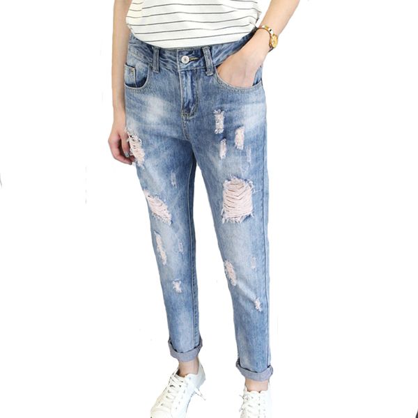 boyfriend style jeans for women 2017 new fashion summer loose holes denim straight pants high waist ripped bleached trousers, Blue
boyfriend style jeans for women 2017 new fashion summer loose holes denim straight pants high waist ripped bleached trousers, Blue