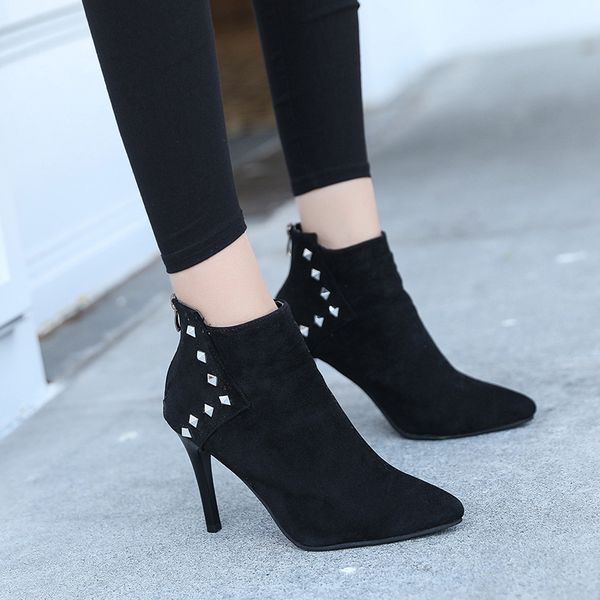 ladies shoes woman boots female rivet zipper ankle boots for women shoes pointed toe thin high heels autumn winter, Black
ladies shoes woman boots female rivet zipper ankle boots for women shoes pointed toe thin high heels autumn winter, Black