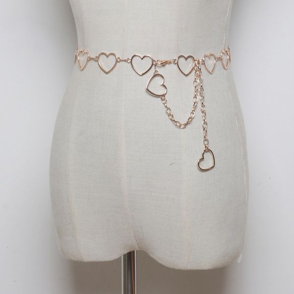 women fashion heart chain belt female silver gold waist dress thin metal belts 110cm long designer tassel fringe chains, Black;brown
women fashion heart chain belt female silver gold waist dress thin metal belts 110cm long designer tassel fringe chains, Black;brown