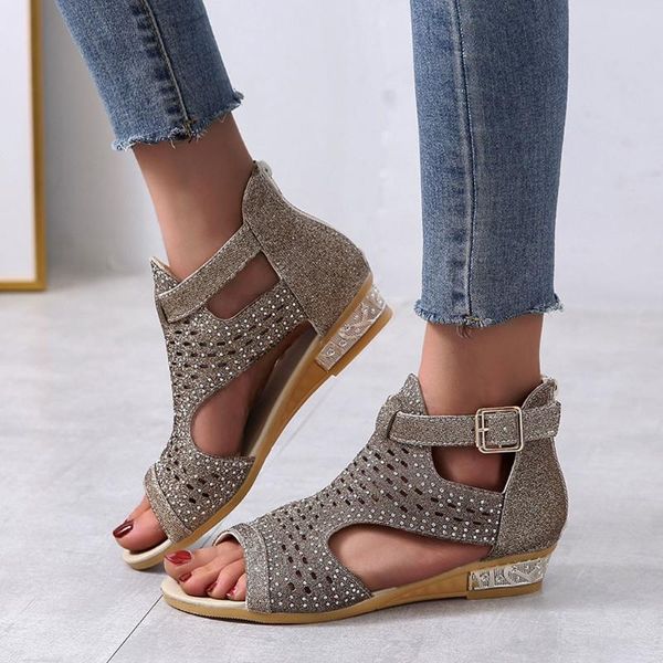 jaycosin new women summer flat bling sandals rhinestone soft wedge shoes female sandals outdoor beach ladies retro rome sandal, Black 
jaycosin new women summer flat bling sandals rhinestone soft wedge shoes female sandals outdoor beach ladies retro rome sandal, Black