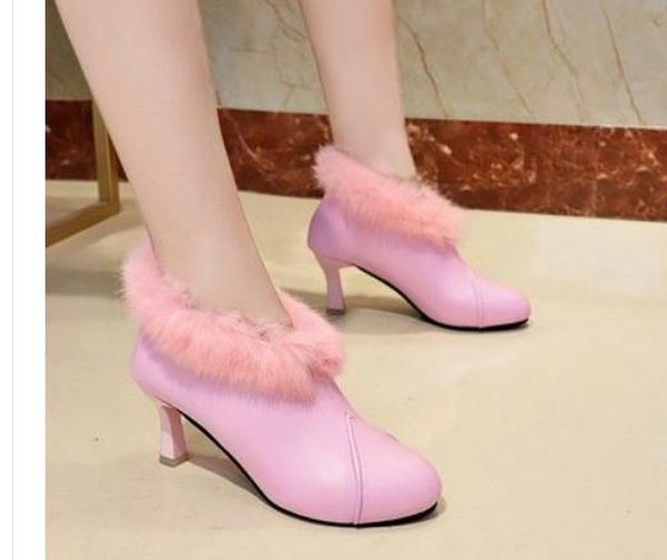 2019 women's boots in winter with new style high heel fine heel round head keep warm non-slip, Black
2019 women's boots in winter with new style high heel fine heel round head keep warm non-slip, Black