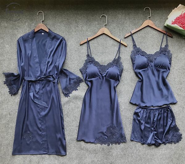 sexy женщин robe платье четыре комплекта lace халат night платье 4 v-образным вырезом шт пижамы сна set faux robe femme белье, Black;red
sexy женщин robe платье четыре комплекта lace халат night платье 4 v-образным вырезом шт пижамы сна set faux robe femme белье, Black;red