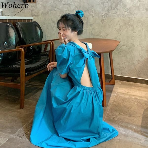 woherb women dress chic korean clothes hollow out lace up bow elegant vestidos backless sleeve long dresses 93104, Black;gray
woherb women dress chic korean clothes hollow out lace up bow elegant vestidos backless sleeve long dresses 93104, Black;gray