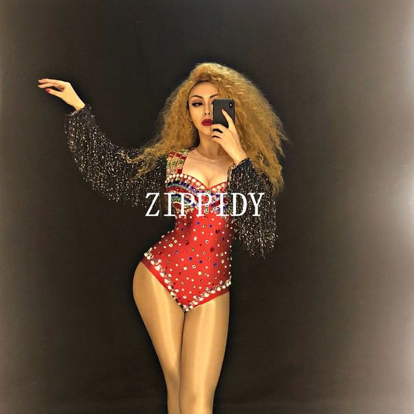 fashion shining multicolor stones fringes bodysuit female singer stage show wear birthday celebrate outfit, Black;red
fashion shining multicolor stones fringes bodysuit female singer stage show wear birthday celebrate outfit, Black;red