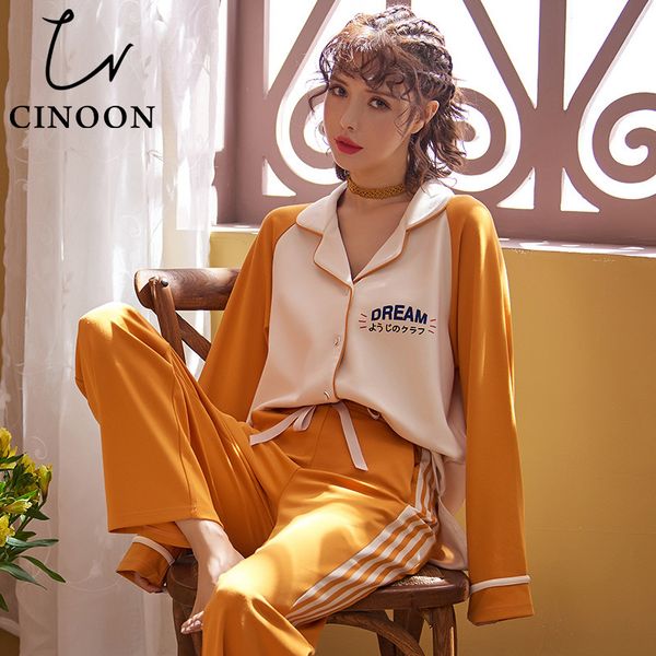 cinoon cotton women pajamas sets turn-down collar sleepwear casual clothes for female long nightwear suit yellow fashion pajamas, Blue;gray
cinoon cotton women pajamas sets turn-down collar sleepwear casual clothes for female long nightwear suit yellow fashion pajamas, Blue;gray