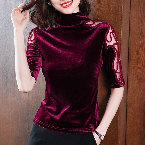 spring summer fashion turtleneck wine red black half sleeve velour shirt , woman clothes , 3xl beading velvet shirts for woman, White
spring summer fashion turtleneck wine red black half sleeve velour shirt , woman clothes , 3xl beading velvet shirts for woman, White